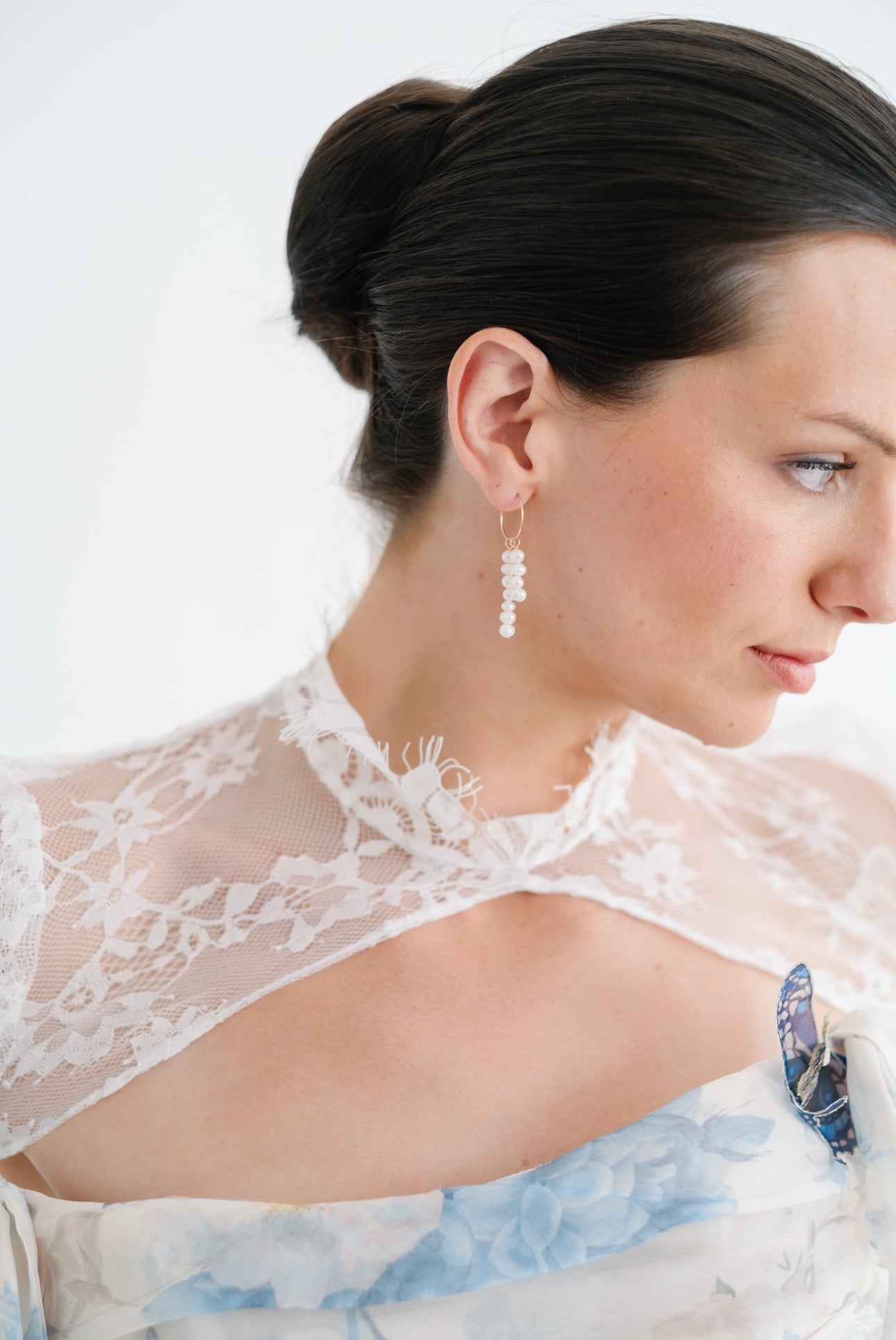 Mini pearl droplet hoops