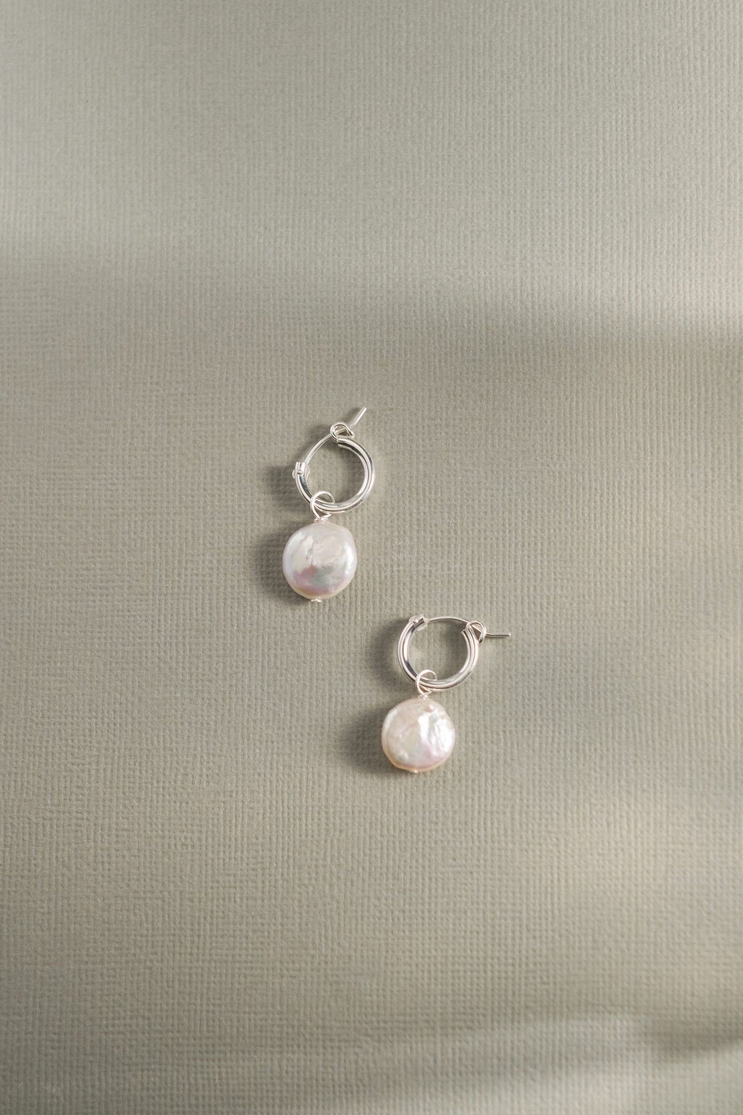 Pearl coin hoop earrings