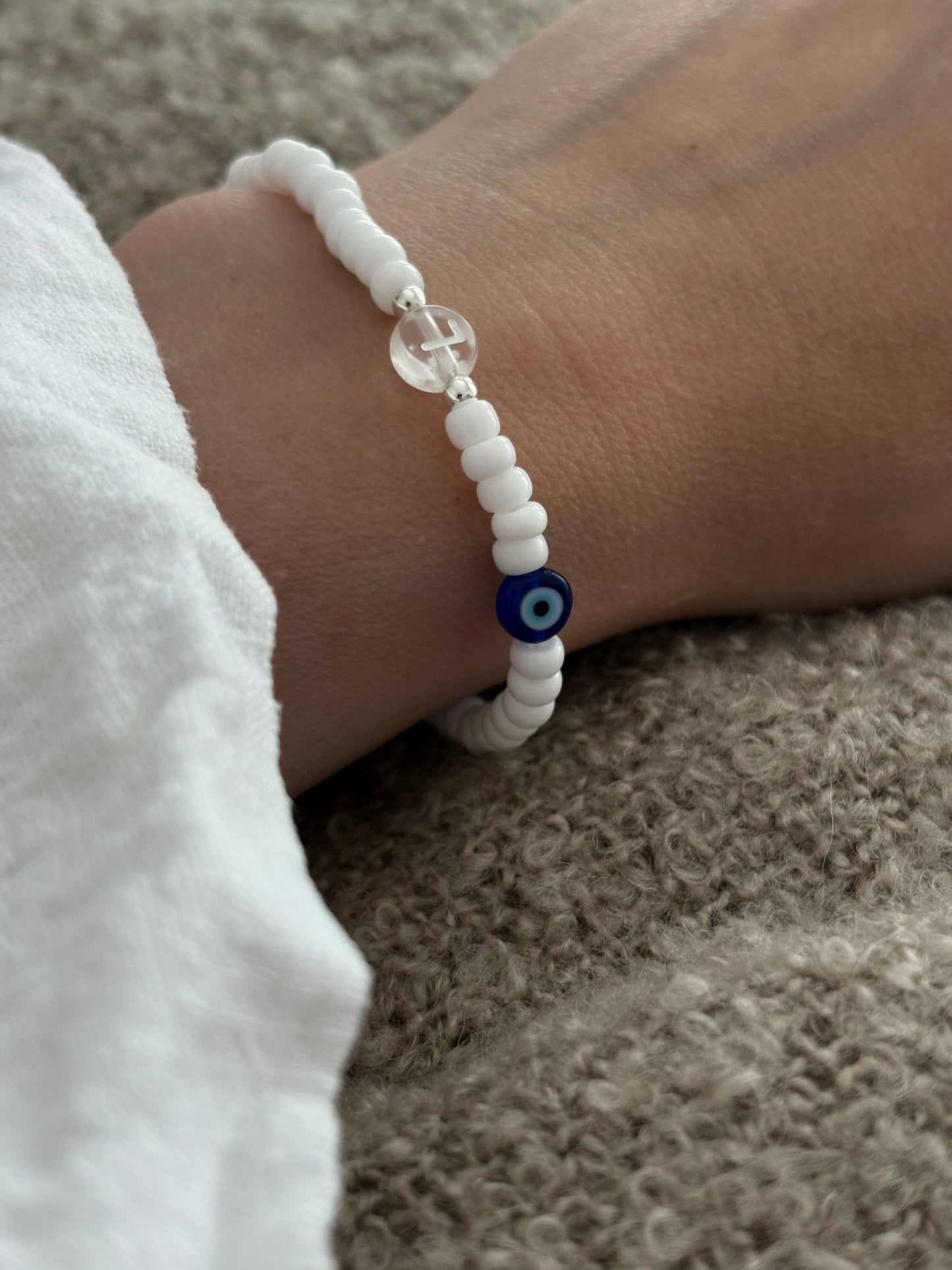 Evil eye initial bracelet