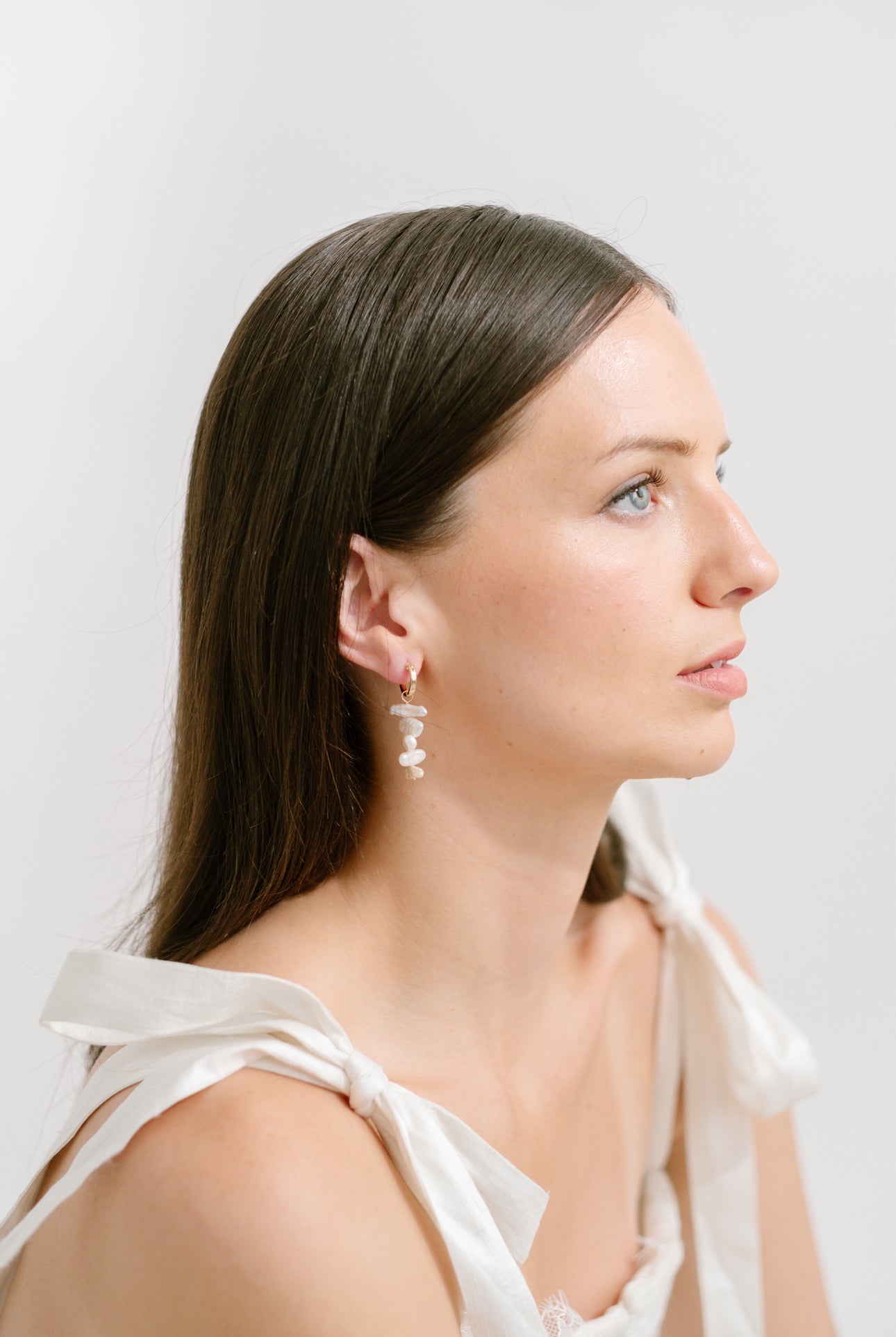Biwa soufflé Pearl hoop earrings
