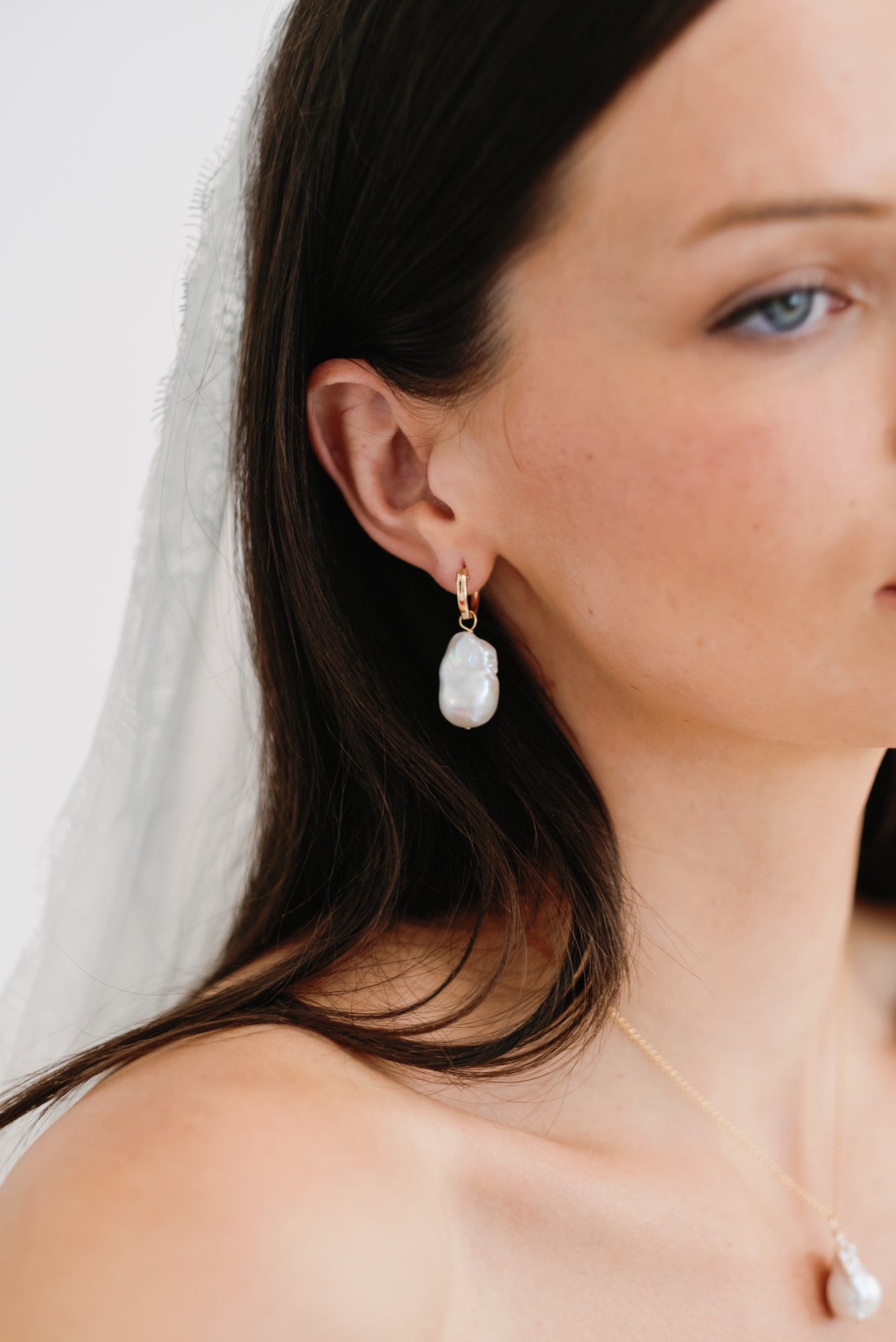 Baroque pearl hoop earrings