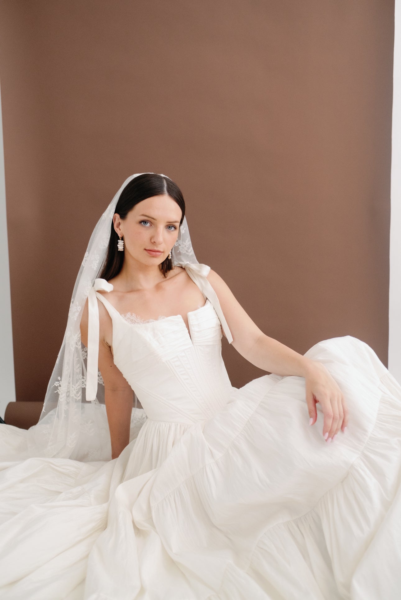 Biwa soufflé Pearl hoop earrings