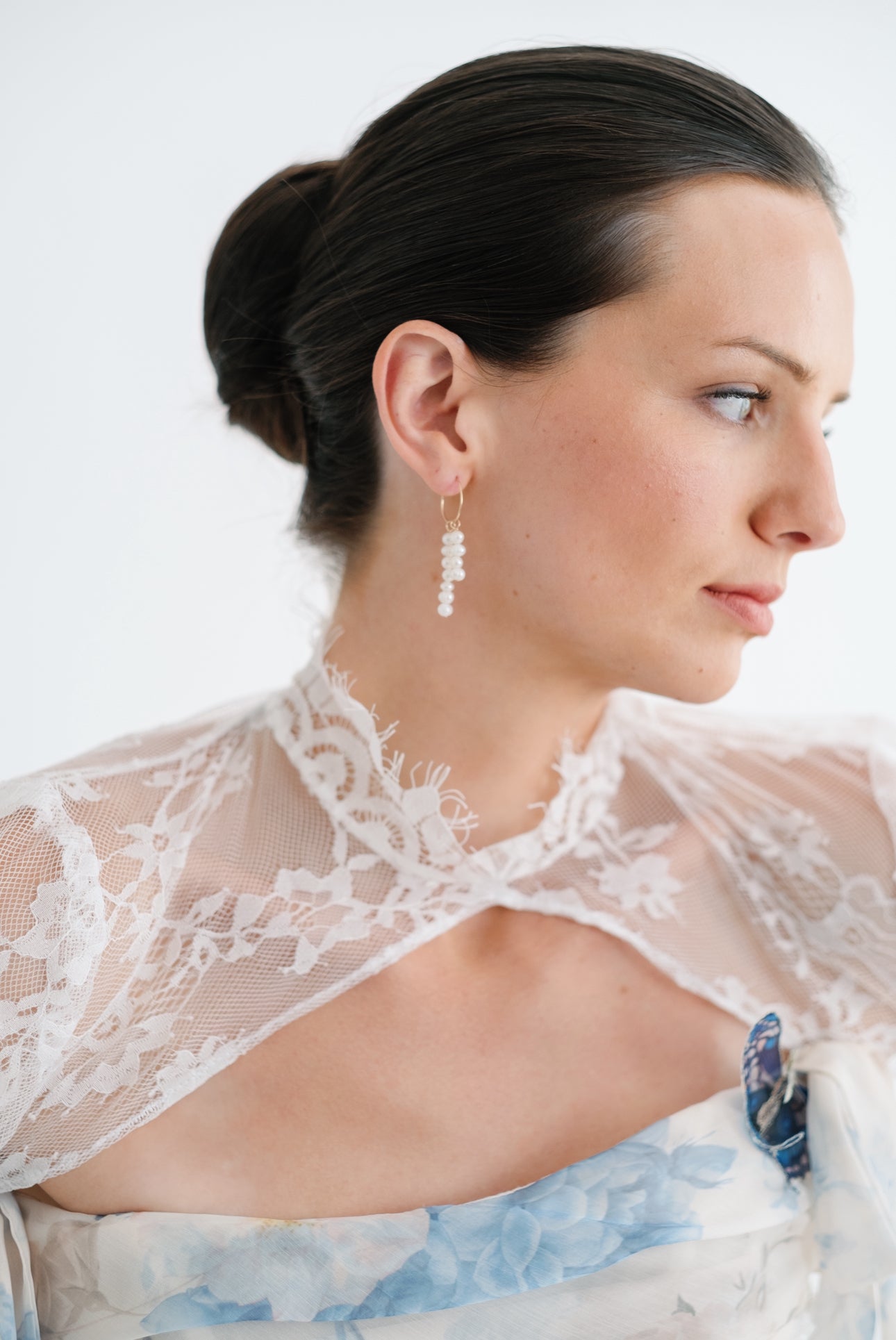 Mini pearl droplet hoops