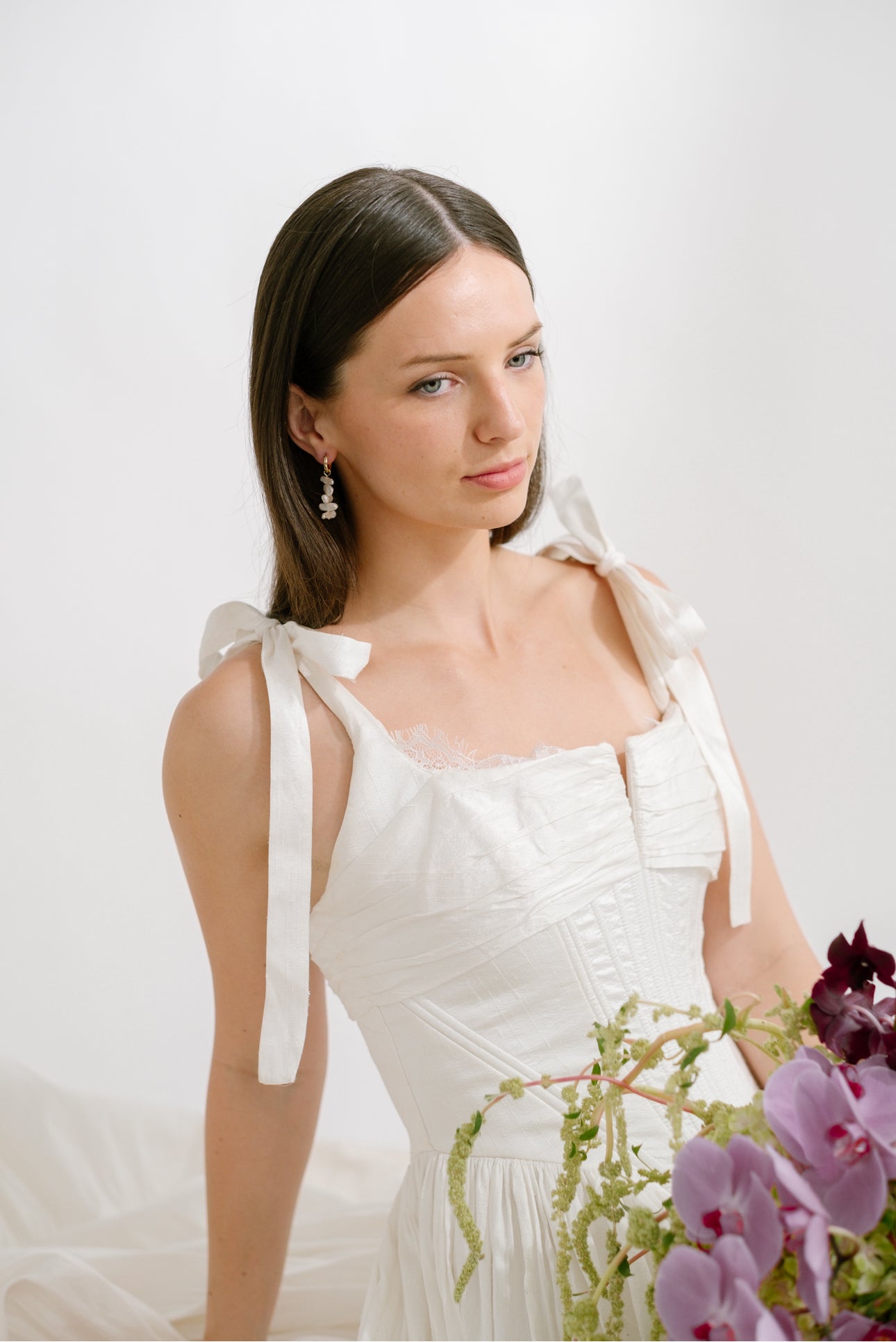 Biwa soufflé Pearl hoop earrings