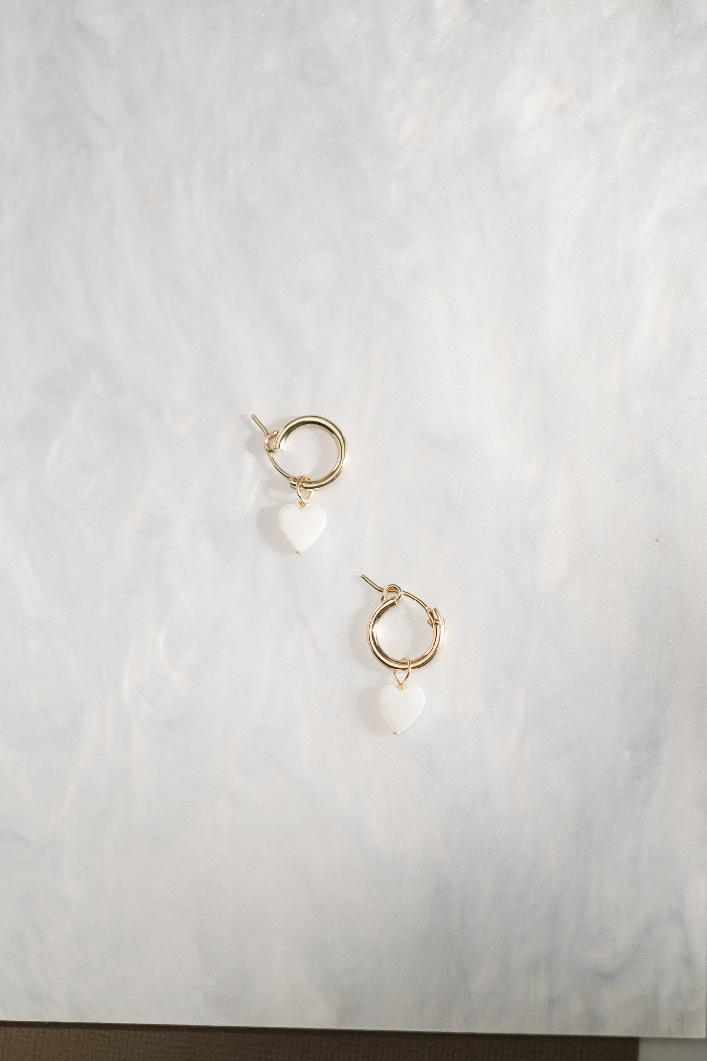 Pearl heart hoop earrings