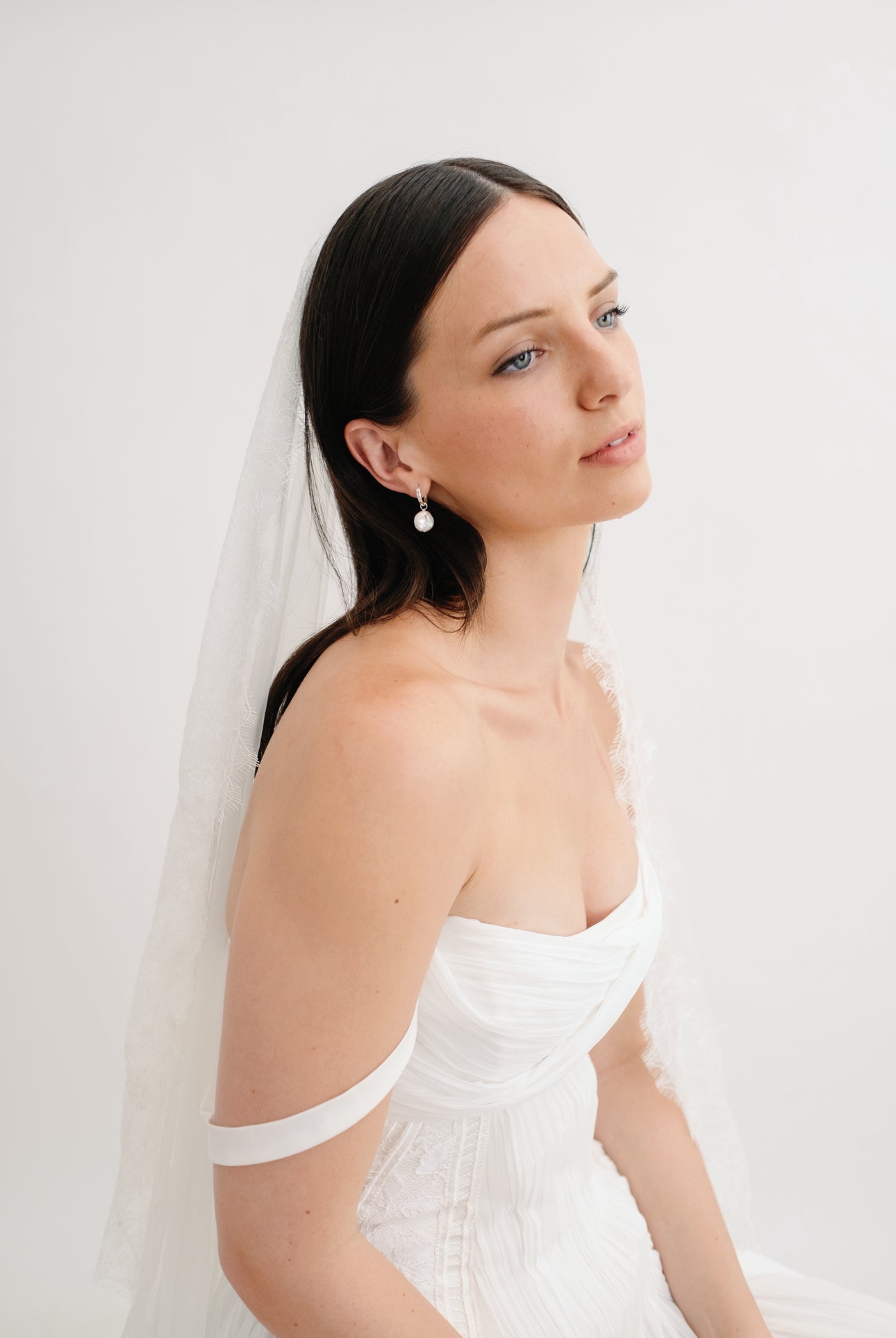 Pearl coin hoop earrings
