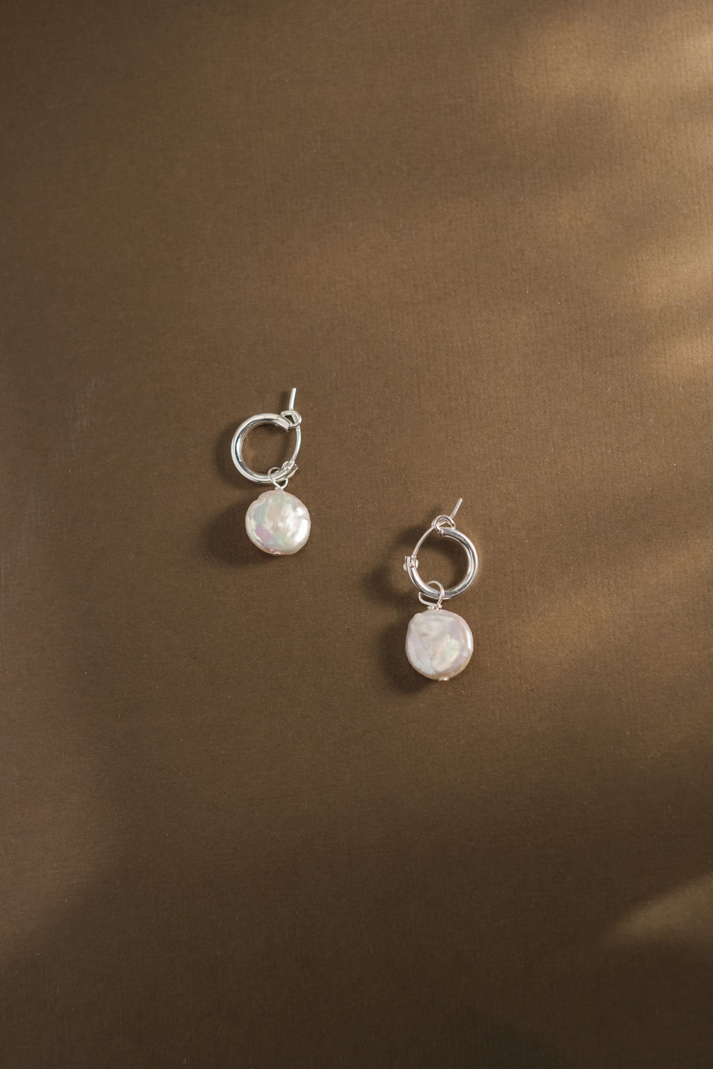 Pearl coin hoop earrings