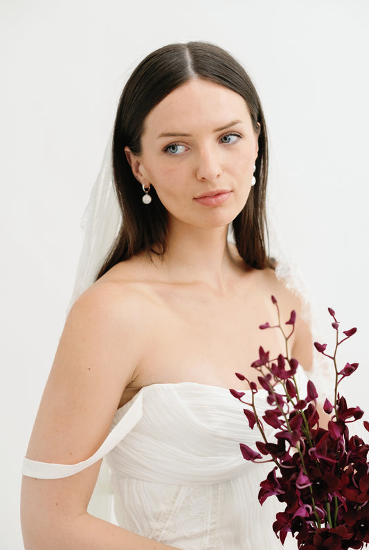 Pearl coin hoop earrings