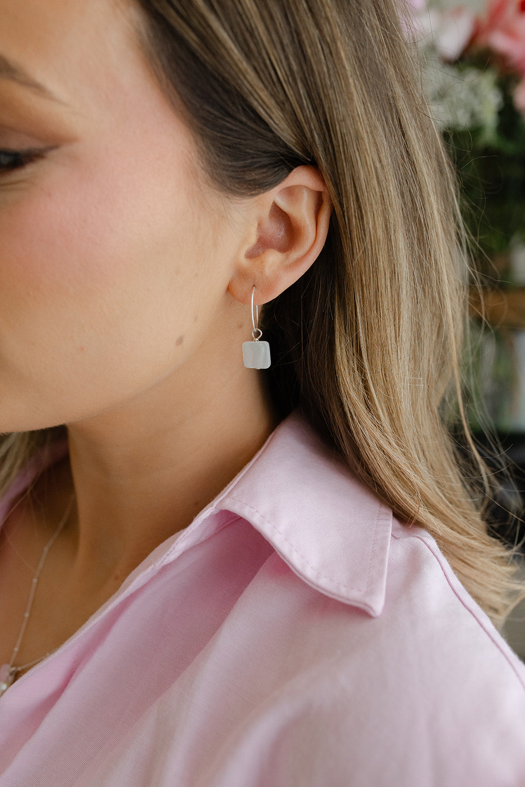 Square pearl hoop earrings