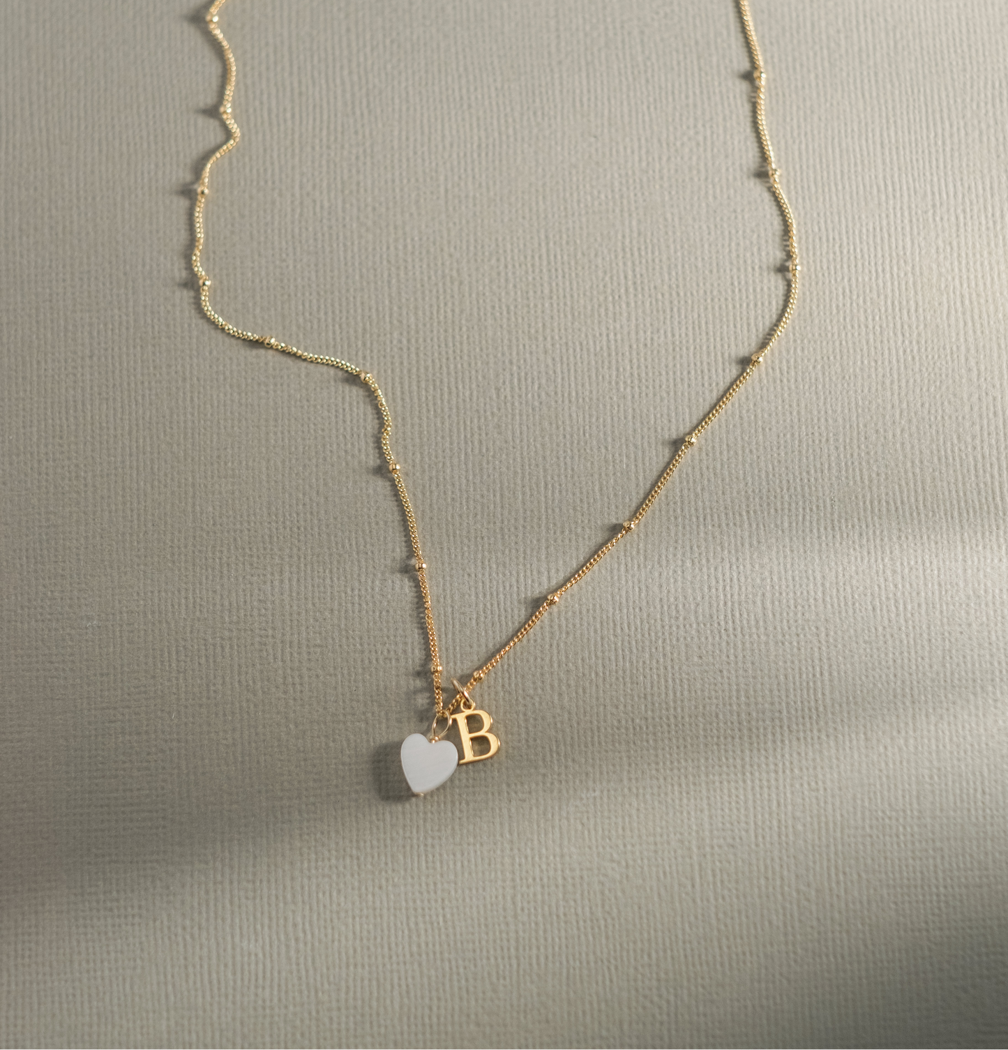 Pearl heart Initial necklace