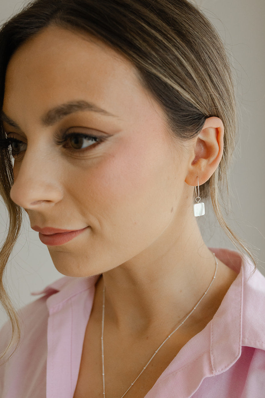 Square pearl hoop earrings