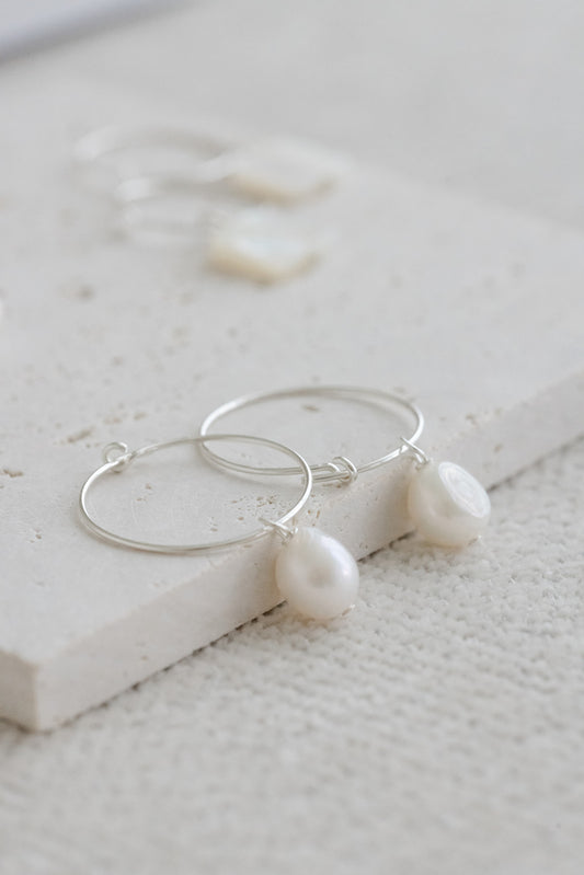 Betsy large Pearl hoop earrings