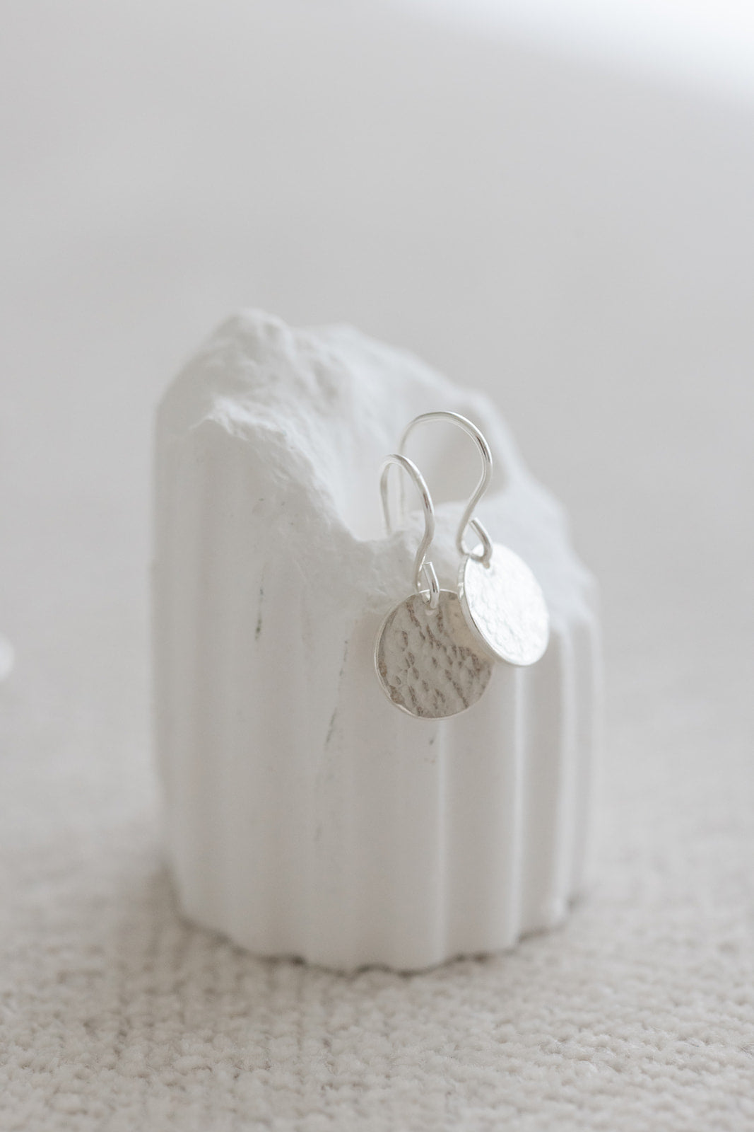 Jade hammered disc earrings