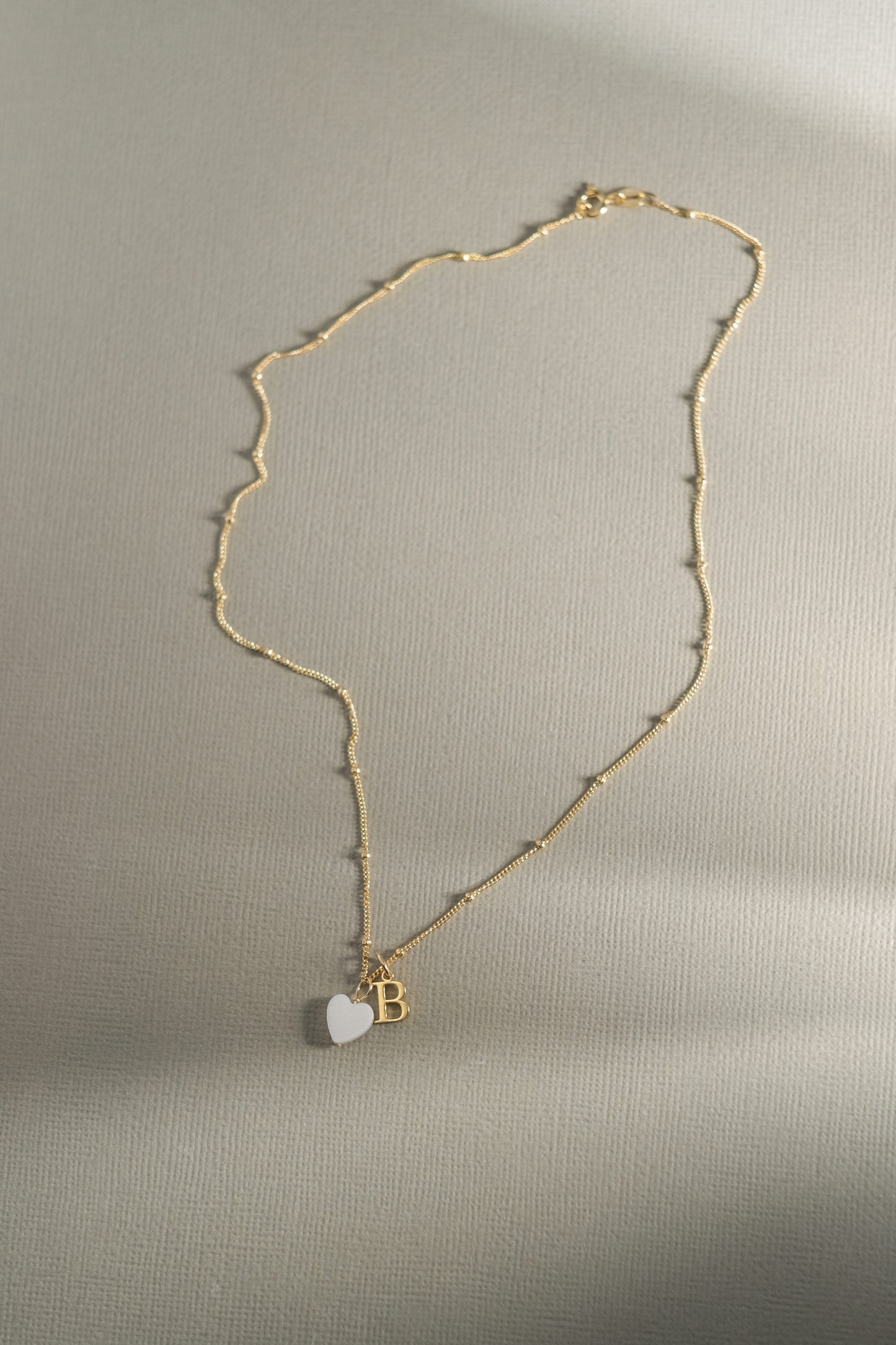 Pearl heart Initial necklace