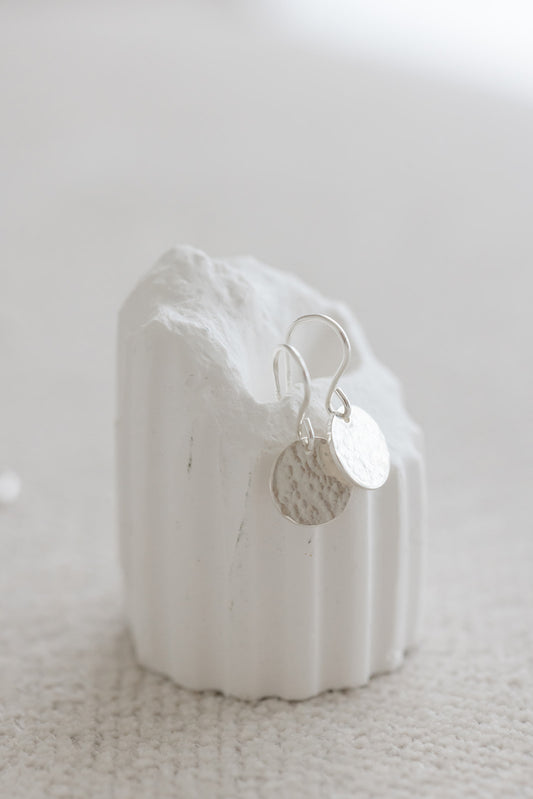 Jade hammered disc earrings