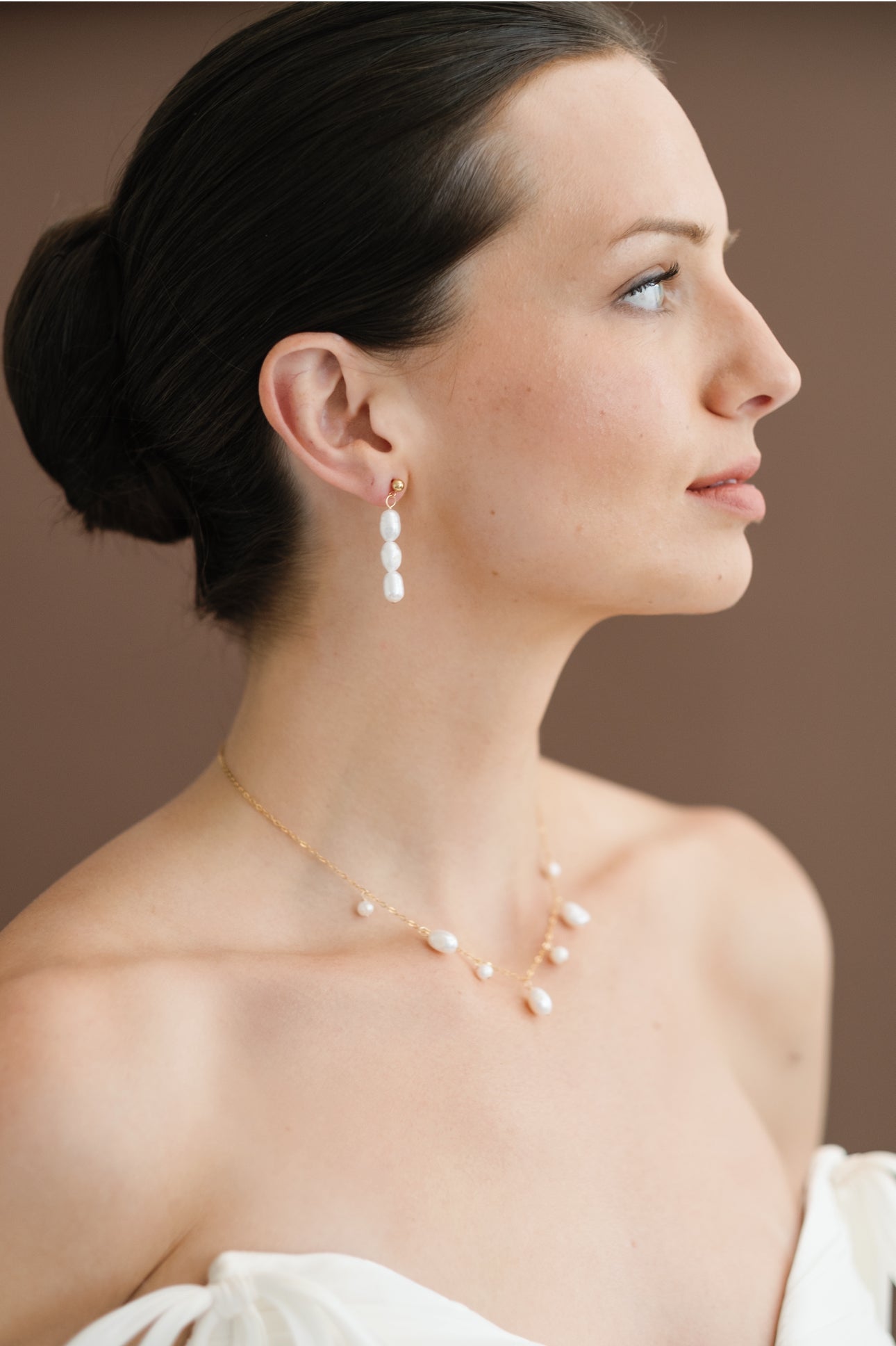 Pearl trio drop earrings