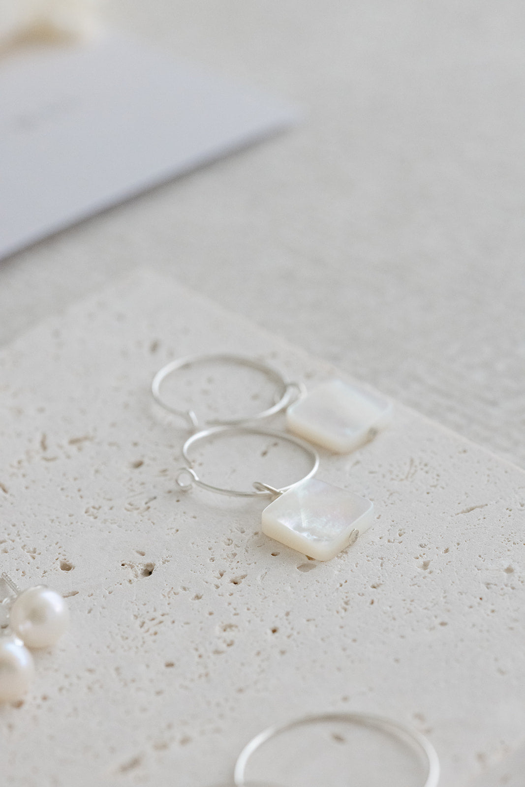 Square pearl hoop earrings